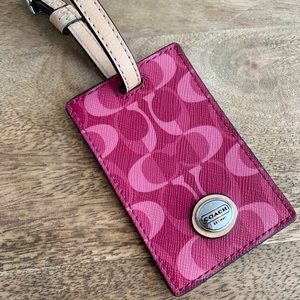 Genuine COACH Logo Fuchsia Luggage Tag